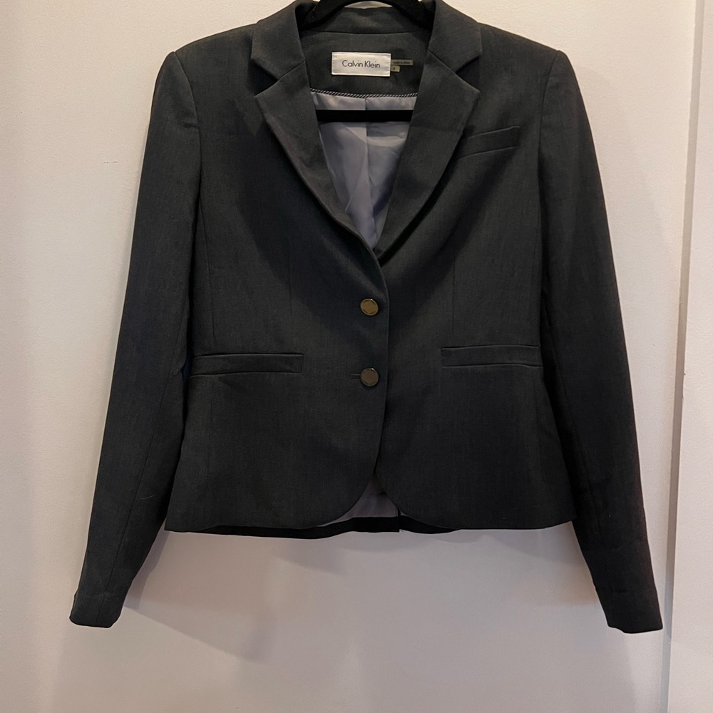 Calvin Klein Women's Dark Heather Grey Blazer
